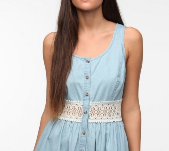 Pins & Needles Blue Denim & White Crochet Dress - Picture 2 of 8